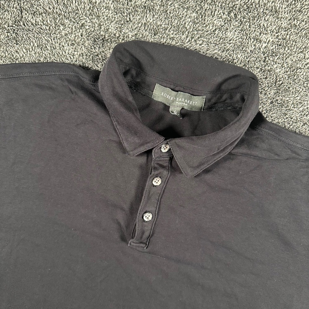 Robert Barakett Polo Shirt Mens XL Black Pima Cotton Short Sleeve Montreal Solid
